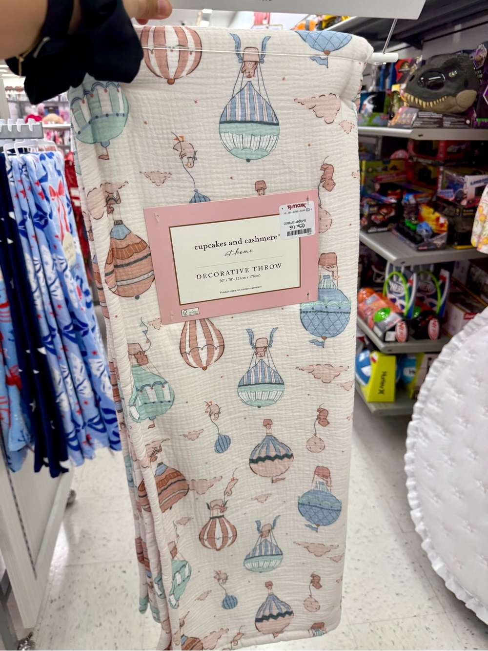 cupcakes & cashmere Pastel Hot Air Balloon Decorative Throw